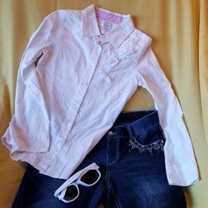 Girls White Dress shirt Sz M 10/12